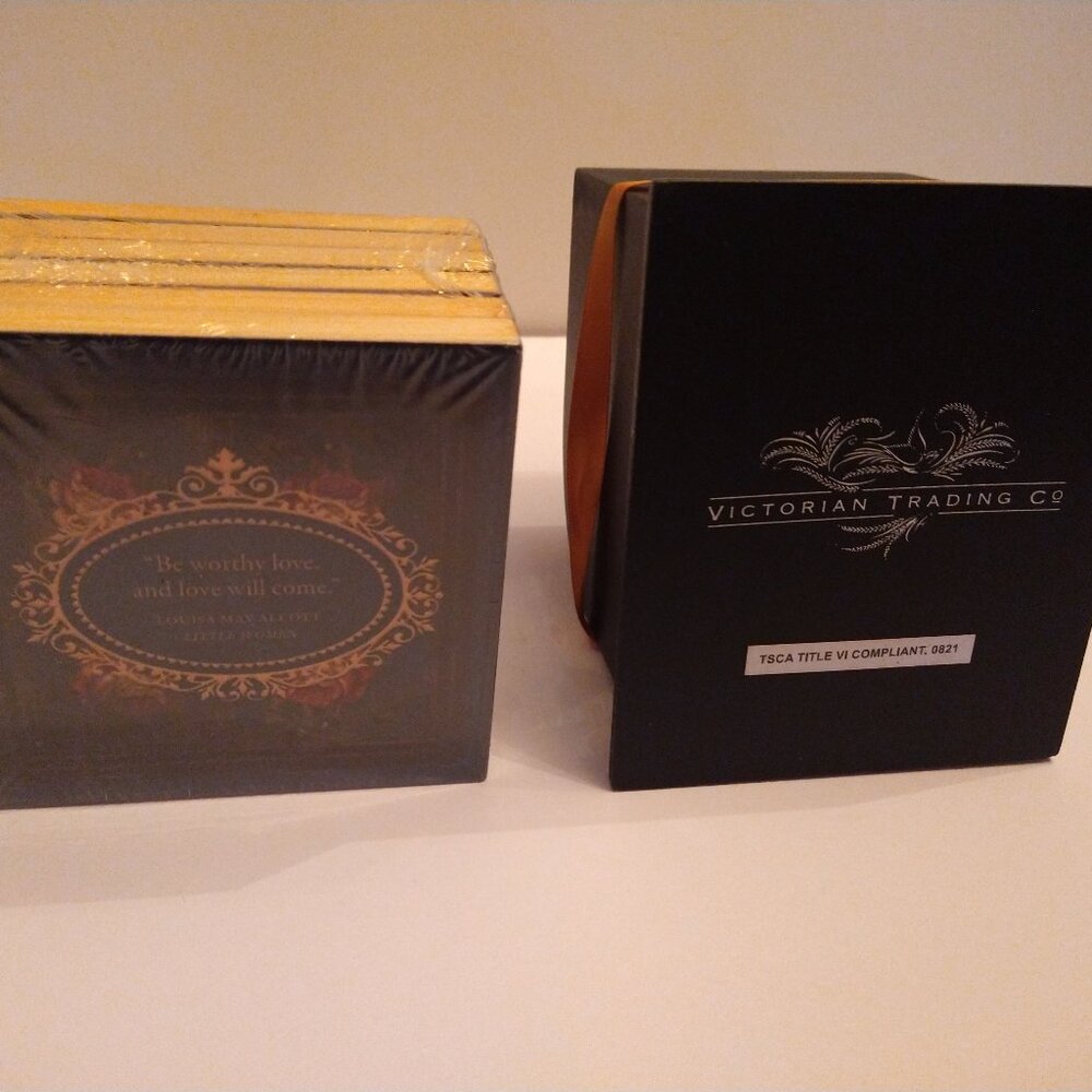New Victorian Trading Co. Coaster Set & Holder Resembling Miniature Book Library - Picture 13 of 14